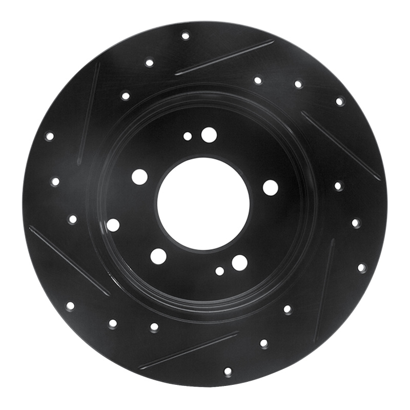 Hyundai Azera Brake Rotor (1) - Rear Right - R1 Concepts - Drilled & Slotted - Black - `05-`20